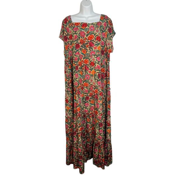 NWT Natural Life Berkley Maxi Dress in Tan Pink Floral Boho Casual Large - Picture 4 of 11